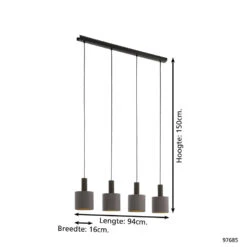 EGLO Concessa 1 Hanglamp - E27 - 94 cm - Donkerbruin/Cappucino/Goud -Leen Bakker 1000065330 0103