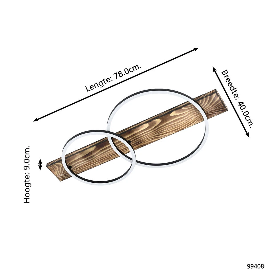 EGLO Boyal Plafondlamp - 78 cm - Zwart/Bruin/Landelijk/Wit 4 EGLO Boyal Plafondlamp - 78 cm - Zwart/Bruin/Landelijk/Wit - Afbeelding 4