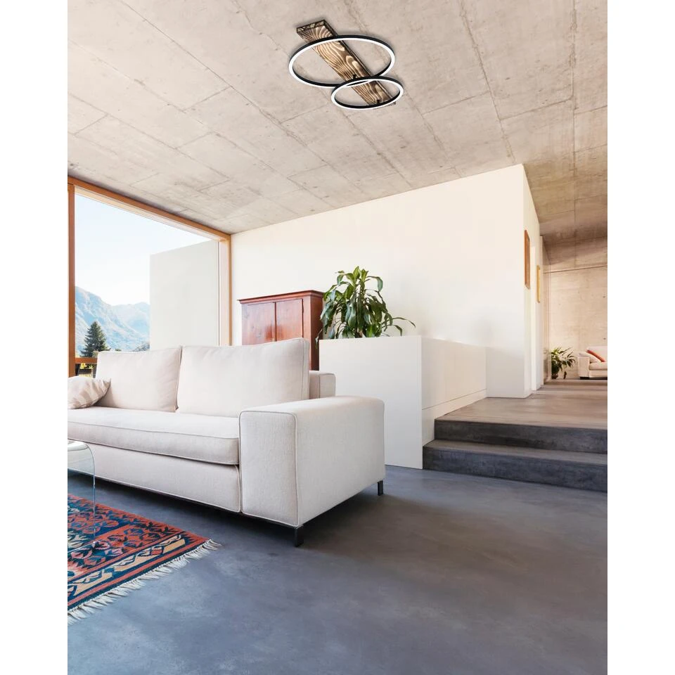 EGLO Boyal Plafondlamp - 78 cm - Zwart/Bruin/Landelijk/Wit 2 EGLO Boyal Plafondlamp - 78 cm - Zwart/Bruin/Landelijk/Wit - Afbeelding 2