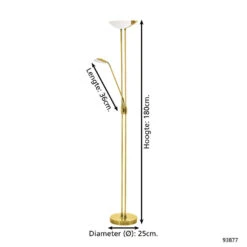 EGLO Baya Led Vloerlamp - LED - 180 Cm - Geelkoper/Wit - Dimbaar -Leen Bakker 1000067443 0103