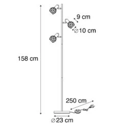 QAZQA Vloerlamp Zwart Met Koper 3-lichts - Mesh -Leen Bakker 1000067450 0102