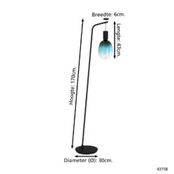 EGLO Cranley Vloerlamp - E27 - 170 Cm - Zwart 7 EGLO Cranley Vloerlamp - E27 - 170 Cm - Zwart -Leen Bakker 1000067462 0103