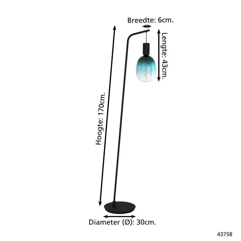 EGLO Cranley Vloerlamp - E27 - 170 Cm - Zwart 4 EGLO Cranley Vloerlamp - E27 - 170 Cm - Zwart - Afbeelding 4