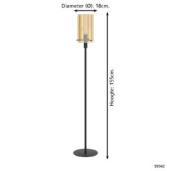 EGLO Polverara Vloerlamp - E27 - 155 Cm - Zwart/Amber -Leen Bakker 1000067473 0103
