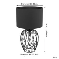EGLO Nimlet Tafellamp - E27 - 51,5 Cm - Zwart -Leen Bakker 1000067488 0103