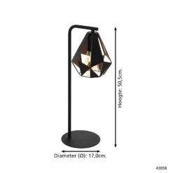 EGLO Carlton 4 Tafellamp - E27 - 50,5 Cm - Zwart/Koper -Leen Bakker 1000067517 0103