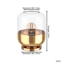 EGLO Maryvilla Tafellamp - E27 - 23 Cm - Gebronsd/Goud -Leen Bakker 1000067531 0103