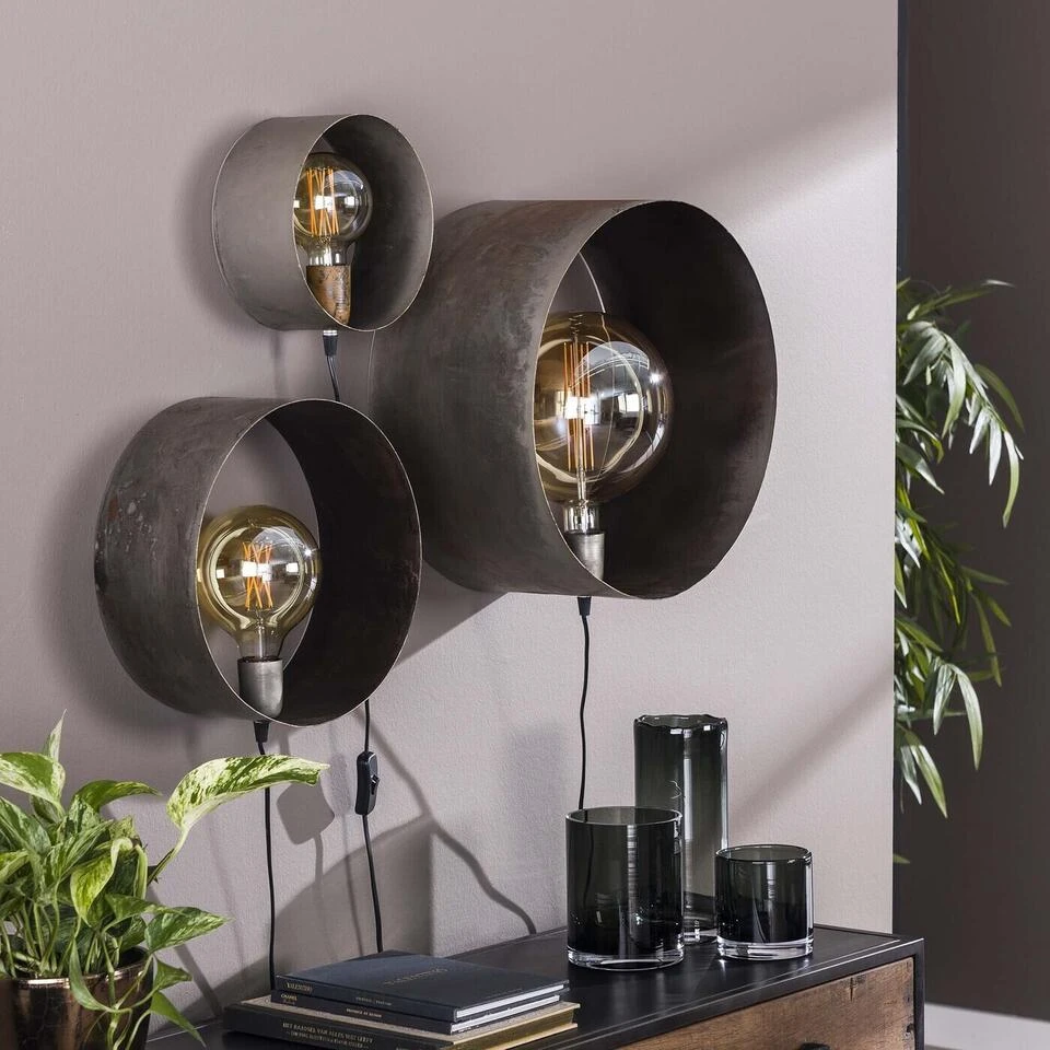 Giga Meubel Wandlamp Set Van 3 - Zilver - 22x39x39cm - Lamp Charger 2 Giga Meubel Wandlamp Set Van 3 - Zilver - 22x39x39cm - Lamp Charger - Afbeelding 2