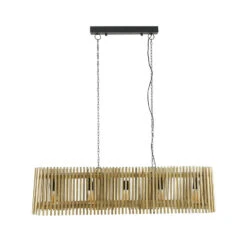 Giga Meubel Hanglamp Mangohout - 5-Lichts - 128x150x20cm - Massief