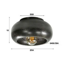 Giga Meubel Plafondlamp Zwart Ø34cm - Metaal - Lamp Sky -Leen Bakker 1000069414 0102