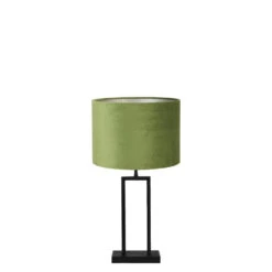 Tafellamp Shiva/Velours - Zwart/Olive Green - Ø30x62cm