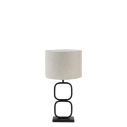 Tafellamp Lutika/Livigno - Zwart/Naturel - Ø30x67cm