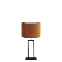 Tafellamp Shiva/Velours - Zwart/Terra - Ø30x62cm