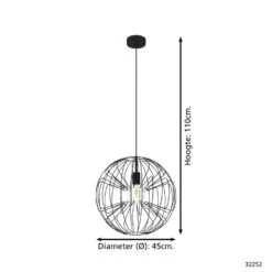 EGLO Okinzuri 1 Hanglamp - E27 - Ø 45 Cm - Zwart -Leen Bakker 1000069679 0103