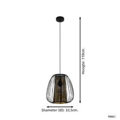 EGLO Curasao Hanglamp - E27 - Ø 33,5 Cm - Zwart/Goud -Leen Bakker 1000069683 0103