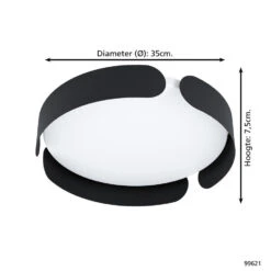 EGLO Valcasotto Plafondlamp - LED - Ø 37 Cm - Zwart/Wit -Leen Bakker 1000069687 0103