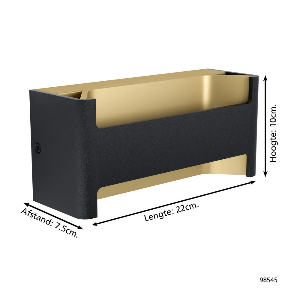 EGLO Feloniche Wandlamp - 1 lichts - LED - Zwart, Goud 4 EGLO Feloniche Wandlamp - 1 lichts - LED - Zwart, Goud - Afbeelding 4