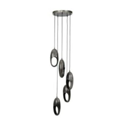 Hanglamp Industrieel Jude 5-lichts Open Metaal - 45x45x180 Cm - Metaal - Grijs -Leen Bakker 1000070159 0102