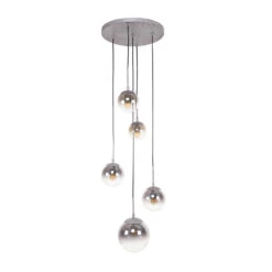 Hanglamp Juliette Glas Zilver Rond Getrapt 5-lichts 45x45x150 Cm Glas