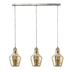 Industriële Hanglamp Dace 3-lichts Amber - 25x112x150 Cm - Glas - Grijs