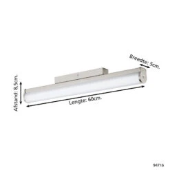 EGLO Calnova Wand/Plafondlamp - LED - Lengte 60cm - Nikkel Mat -Leen Bakker 1000070422 0103