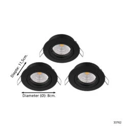 EGLO Tedo 1 Inbouwspot - GU10 - Ø 8 cm - Zwart -Leen Bakker 1000070441 0103