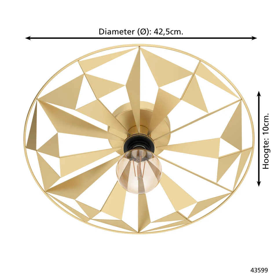 EGLO Castanuelo Plafond- en Wandlamp - E27 - Ø 42,5 cm - Goud 4 EGLO Castanuelo Plafond- en Wandlamp - E27 - Ø 42,5 cm - Goud - Afbeelding 4