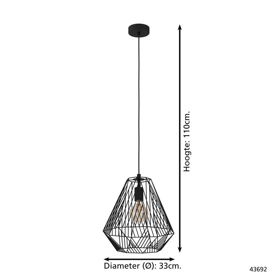 EGLO Stype Hanglamp - E27 - Ø 33 Cm - Zwart 4 EGLO Stype Hanglamp - E27 - Ø 33 Cm - Zwart - Afbeelding 4