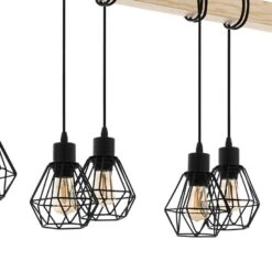 EGLO Townshend 5 Hanglamp - E27 - 100 cm - Zwart/Bruin -Leen Bakker 1000070661 0102