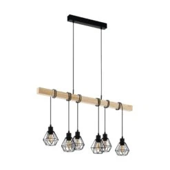 EGLO Townshend 5 Hanglamp - E27 - 100 cm - Zwart/Bruin