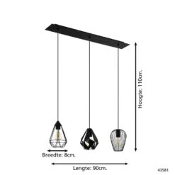 EGLO Distaff Hanglamp - E27 - 90 cm - Zwart -Leen Bakker 1000070676 0103