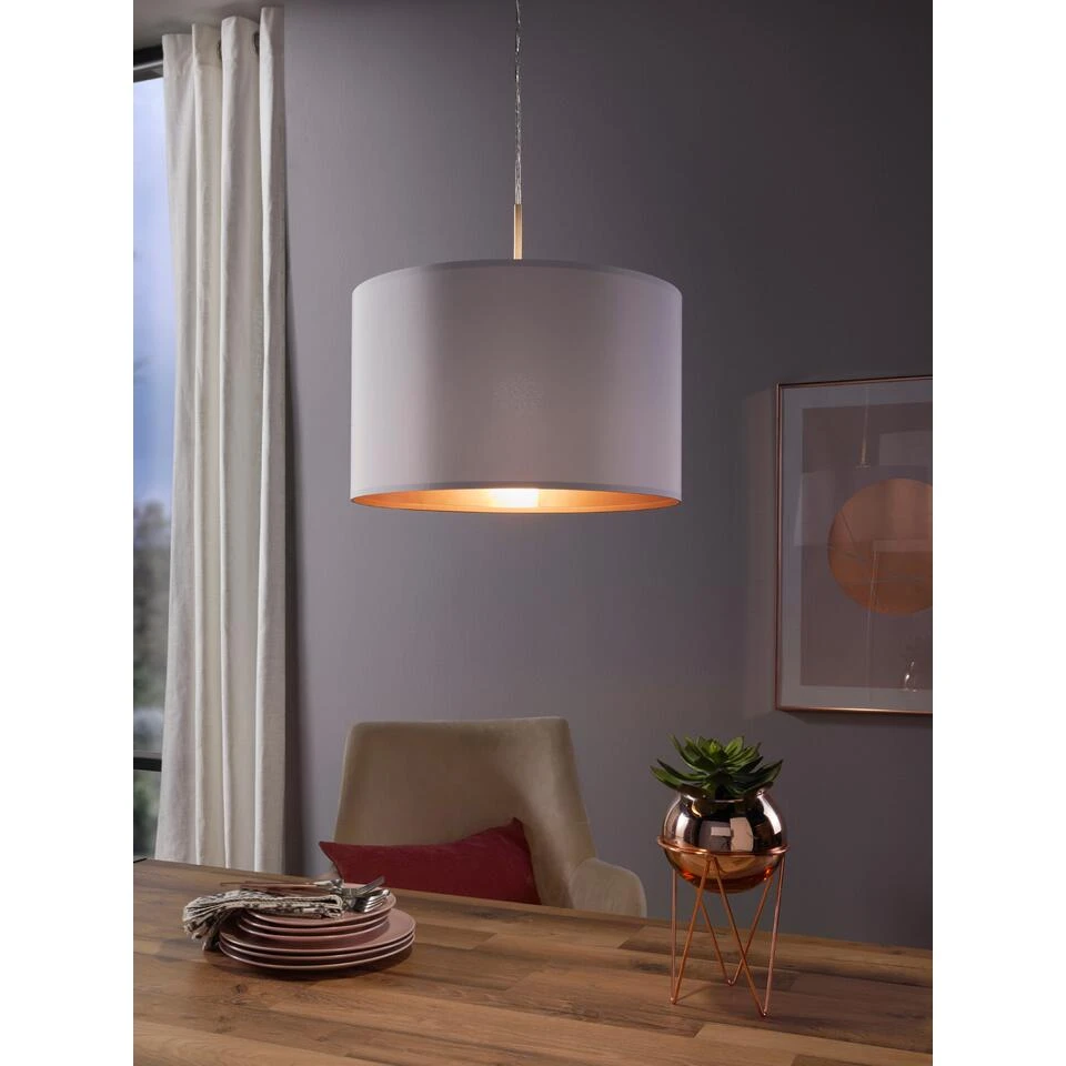 EGLO Pasteri Hanglamp - 1 Lichts - ø38cm - Nikkel-Mat - Wit - Koper 4 EGLO Pasteri Hanglamp - 1 Lichts - ø38cm - Nikkel-Mat - Wit - Koper - Afbeelding 4