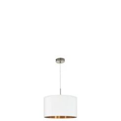 EGLO Pasteri Hanglamp - 1 Lichts - ø38cm - Nikkel-Mat - Wit - Koper