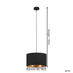 EGLO Zaragoza Hanglamp - E27 - Ø 38 cm - Zwart/Goud 7 EGLO Zaragoza Hanglamp - E27 - Ø 38 cm - Zwart/Goud -Leen Bakker 1000070682 0103