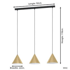 EGLO Narices Hanglamp - E27 - 92 cm - Zwart/Goud -Leen Bakker 1000070699 0103