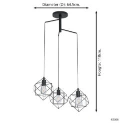 EGLO Straiton - Hanglamp - E27 - Ø 64,5 cm - Zwart -Leen Bakker 1000070701 0103