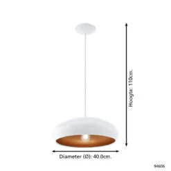 EGLO Mogano 1 Hanglamp - E27 - Ø 40 cm - Wit/Koper 7 EGLO Mogano 1 Hanglamp - E27 - Ø 40 cm - Wit/Koper -Leen Bakker 1000070717 0103