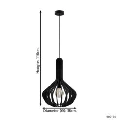 EGLO Velasco Hanglamp - E27 - Ø 38 cm - Zwart -Leen Bakker 1000070728 0103