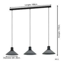 EGLO Abreosa Hanglamp - E27 - 108 cm - Zwart/Grijs -Leen Bakker 1000070742 0103