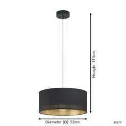 EGLO Esteperra - Hanglamp - E27 - Ø 53 cm - Zwart -Leen Bakker 1000070756 0103