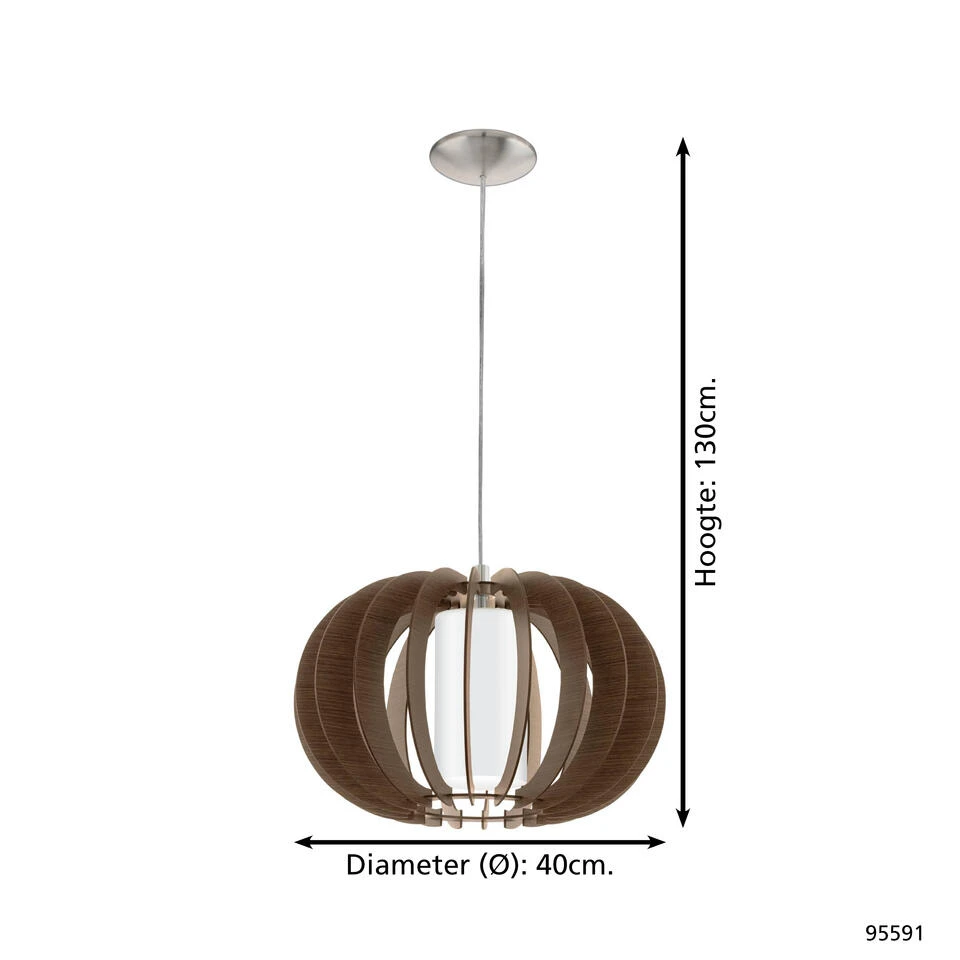 EGLO Stellato 3 Hanglamp - 1 Lichts - Ø40cm - Nikkel-Mat - Bruin, Wit 4 EGLO Stellato 3 Hanglamp - 1 Lichts - Ø40cm - Nikkel-Mat - Bruin, Wit - Afbeelding 4