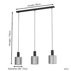 EGLO Gorosiba - Hanglamp - E27 - 85 cm - Zwart -Leen Bakker 1000070776 0103