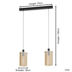 EGLO Polverara Hanglamp - 2 lichts - E27 - Zwart 7 EGLO Polverara Hanglamp - 2 lichts - E27 - Zwart -Leen Bakker 1000070785 0103