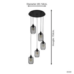 EGLO Wrington - Hanglamp - E27 - Ø 54 cm - Zwart 7 EGLO Wrington - Hanglamp - E27 - Ø 54 cm - Zwart -Leen Bakker 1000070806 0103