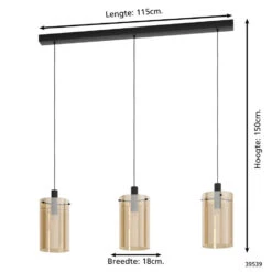 EGLO Polverara Hanglamp - 3 lichts - E27 - Zwart -Leen Bakker 1000070850 0103