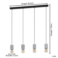 EGLO Prestwick 3 Hanglamp - E27 - 92,5 cm - Zwart/Grijs 7 EGLO Prestwick 3 Hanglamp - E27 - 92,5 cm - Zwart/Grijs -Leen Bakker 1000070854 0103