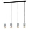 EGLO Prestwick 3 Hanglamp - E27 - 92,5 cm - Zwart/Grijs