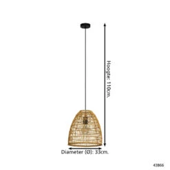 EGLO Ayesgarth Hanglamp - E27 - Ø 33 cm - Zwart/Hout -Leen Bakker 1000070887 0103