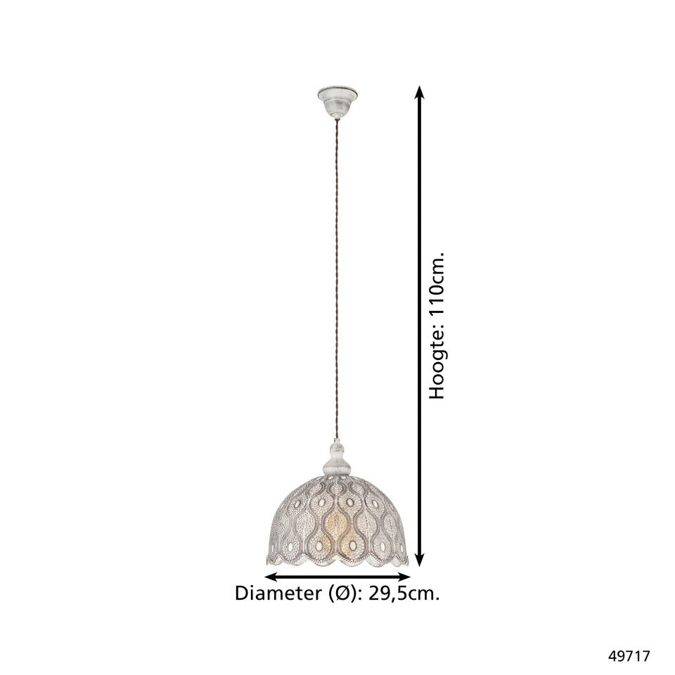 EGLO Vintage Talbot 2 - Hanglamp - 1 Lichts - Antiek Wit 4 EGLO Vintage Talbot 2 - Hanglamp - 1 Lichts - Antiek Wit - Afbeelding 4