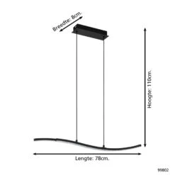 EGLO Lejias Hanglamp - LED - 78 Cm - Zwart -Leen Bakker 1000070893 0103